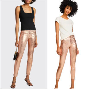 NEW L’Agence Margot High Rise Skinny Petal & Light Rose Gold Foil Jeans Size 25
